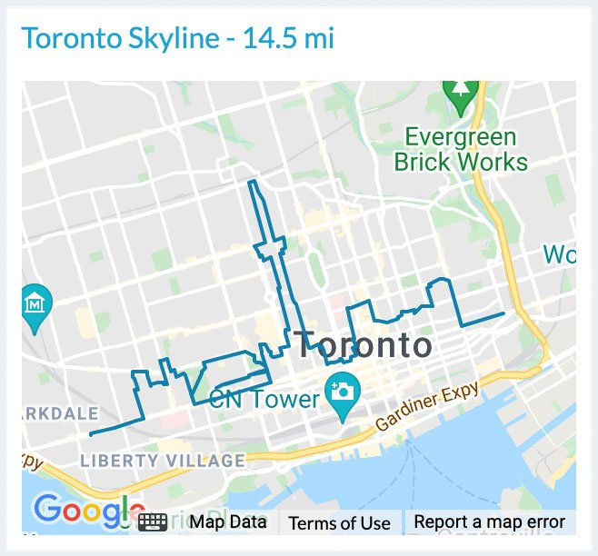 gps art of toronto skyline outlayed upon google maps